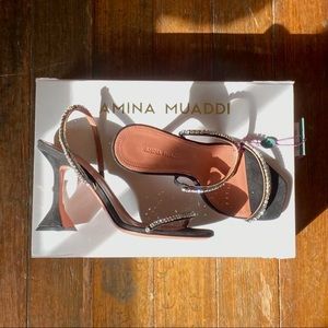 Amina Muaddi Jade Crystal-Embellished Sandals